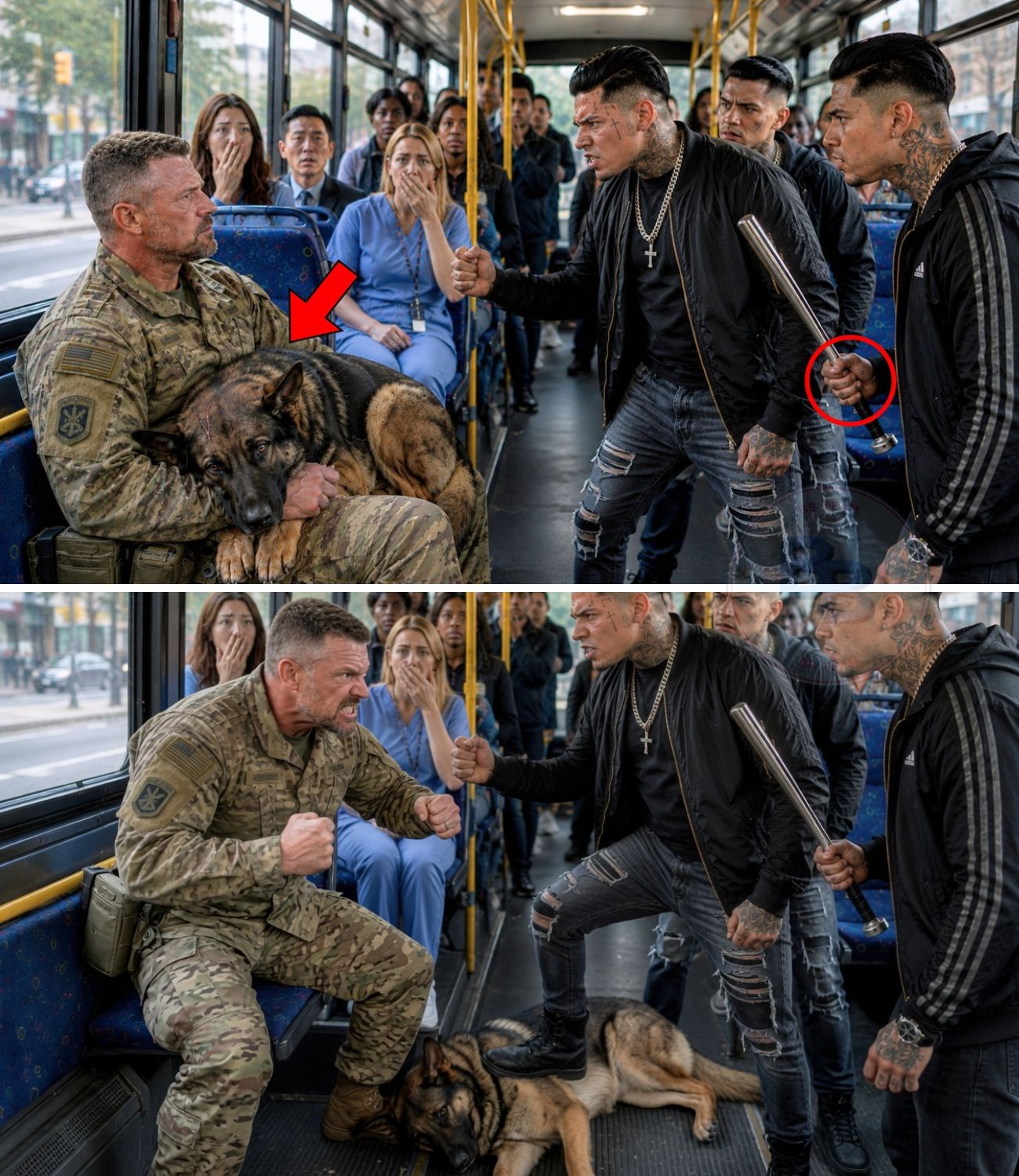 Gangsters Bullied a Quiet Man and His German Shepherd in a Bus — Unaware That He Was a Navy SEAL