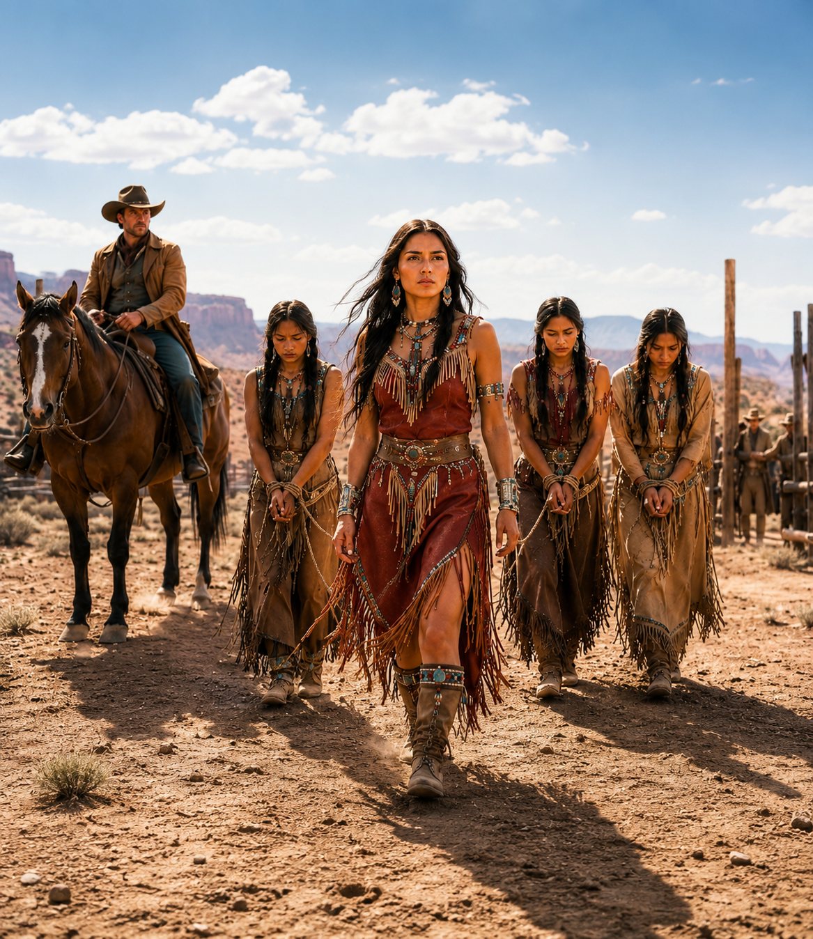Four Apache Brides Were Sentenced to Die for Being Barren — One Cowboy Rode In and Took Them All.
