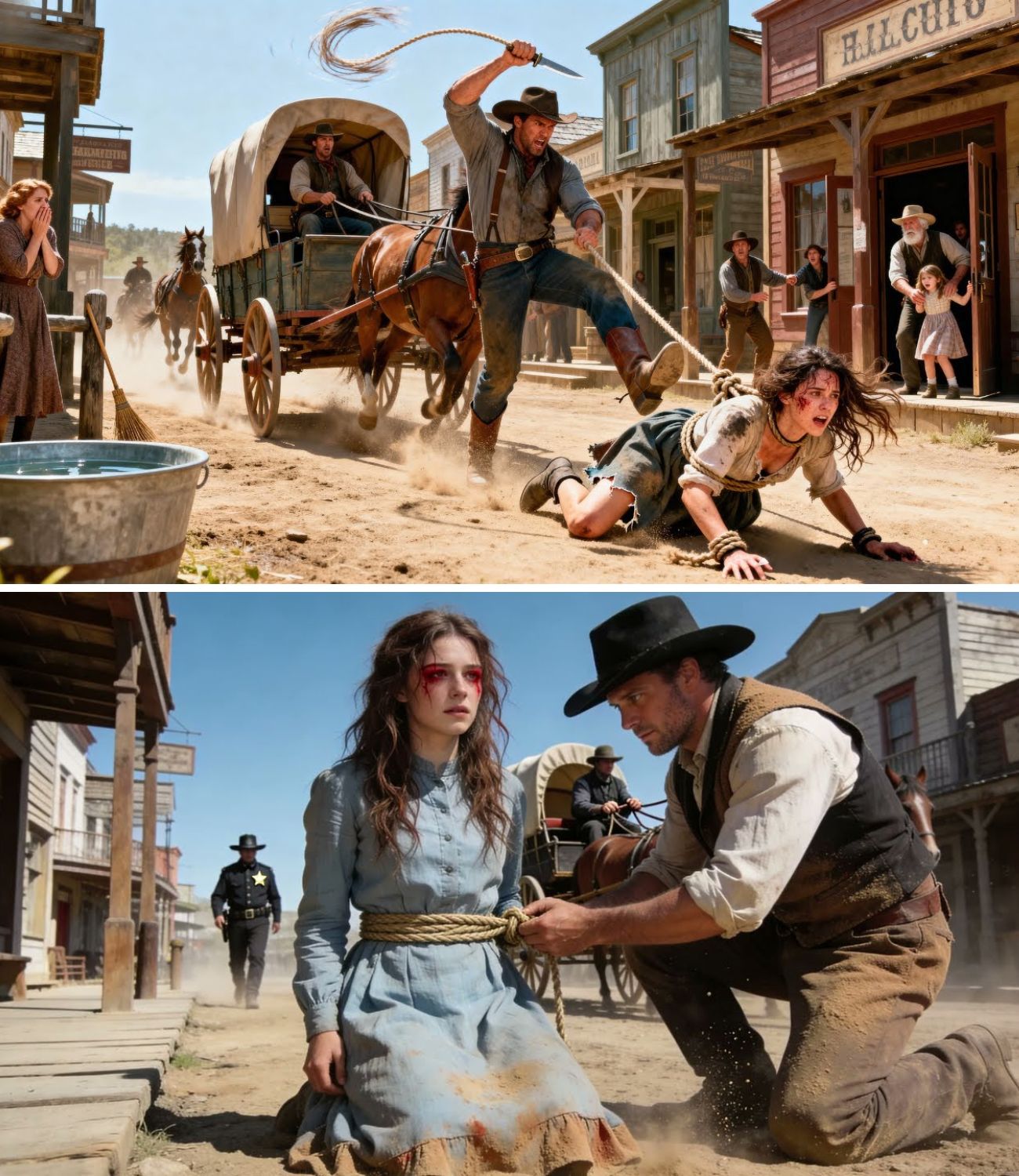 She Was Dragged Through Town on a Wagon Rope—Until a Giant Cowboy Stepped Out and Cut the Line