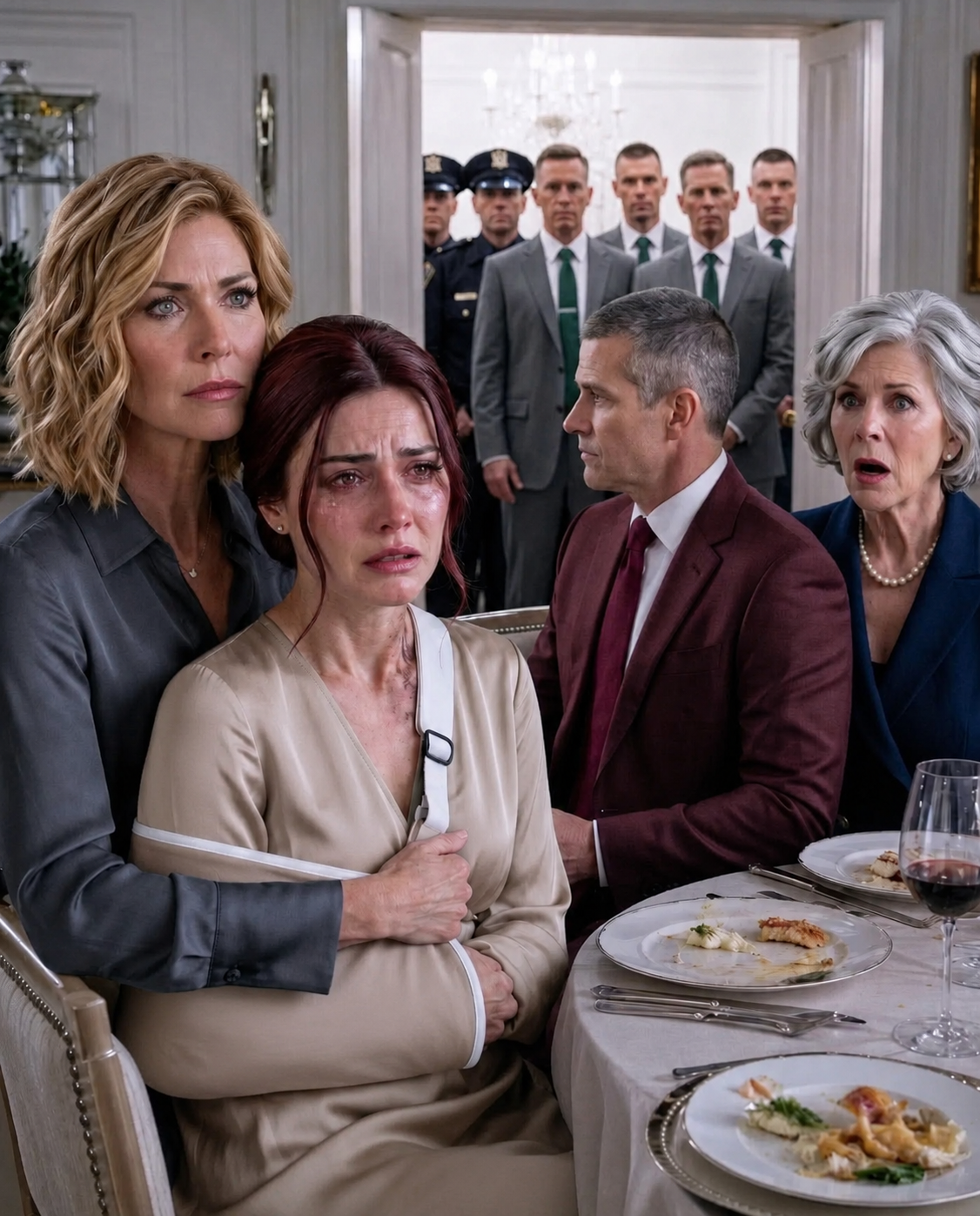 I came to my daughter’s dinner and saw her arm in a sling. Her mother-in-law laughed, “My son taught her obedience.” I sat beside her and made one call. Thirty minutes later, police and his company board were at the door.