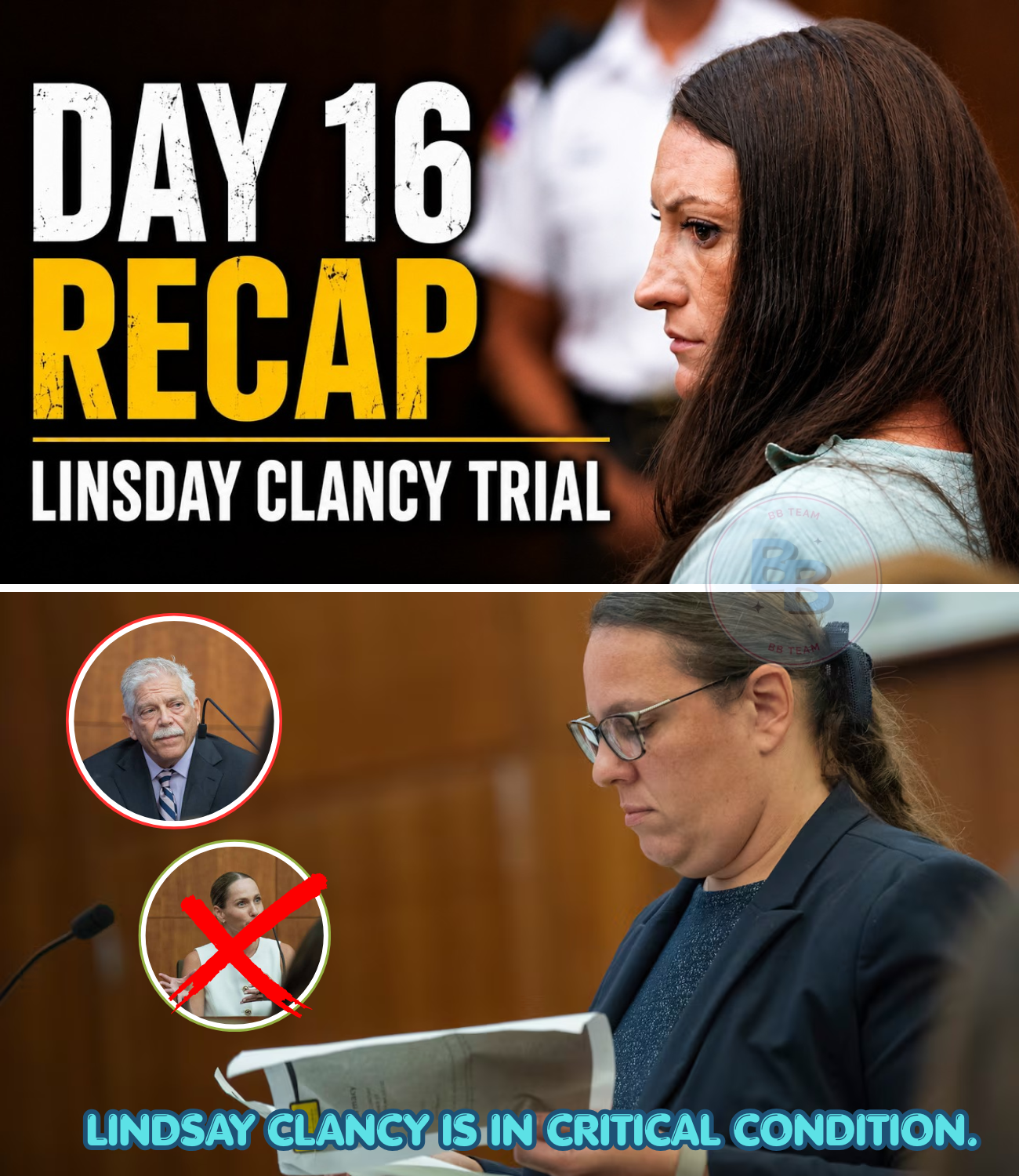 UPDATE: Key developments from Day 16 of the Lindsay Clancy murder trial, as an unexpected situation forces an early adjournment- Lindsay Clancy is in critical condition.