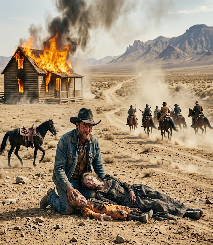 Bandits kill his wife and son. The sheriff becomes a revenge cowboy!