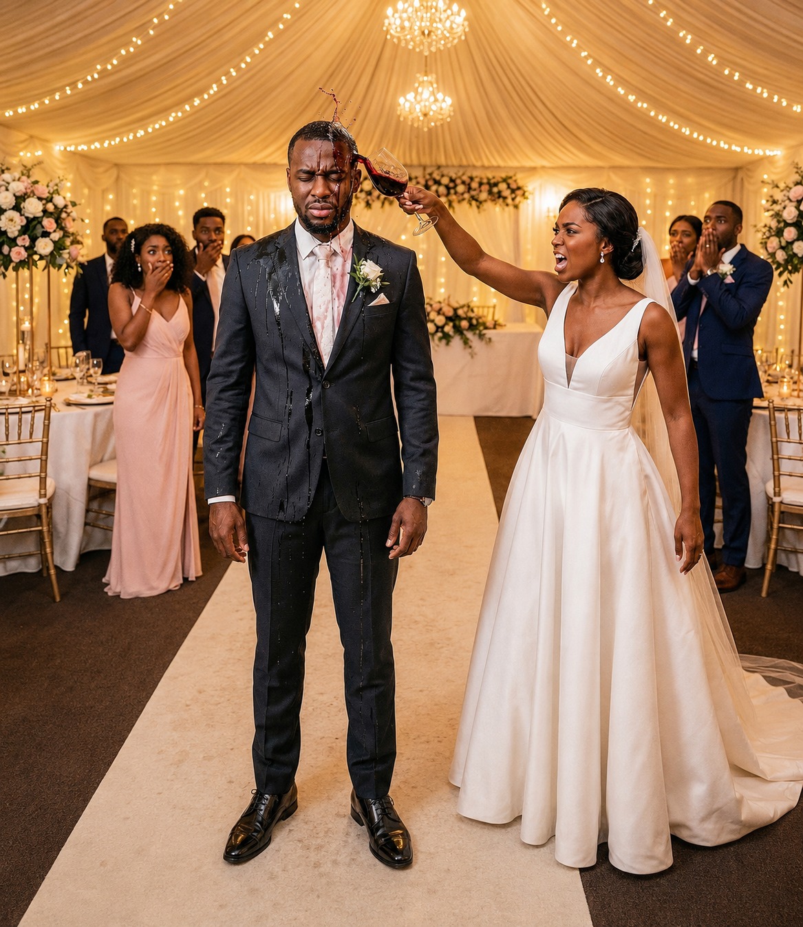 My Wife Poured Wine on Me at Our Reception—What I Did Next Stunned Everyone