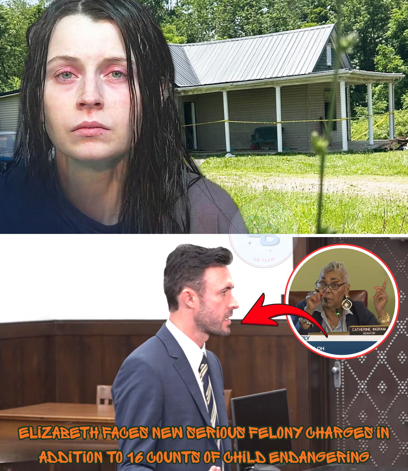 In the Ohio case involving 16 children, Elizabeth faces new serious felony charges in addition to 16 counts of child endangering, as the grand jury makes its decisions on the case.
